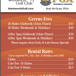 Wentworth Golf Club - 2019 Rates