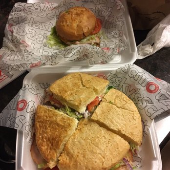 Schlotzsky's - Large sandwich vs gluten free sandwich for size comparison. The g-free is similar to a small - Delis Near Me - Harker Heights, Texas