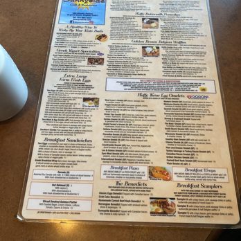 Sunnyside Cafe & Restaurant - Front of menu - Breakfast & Brunch Near Me - Virginia Beach, Virginia
