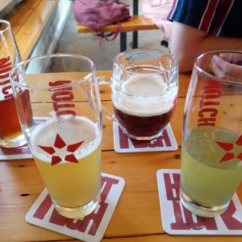Notch Brewing - Several "schnitte" of beers (slightly more than a half pour). - Breweries Near Me - Brighton, Massachusetts