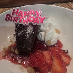 Chocolate olive cake after being plated by Kerstin. Yum!