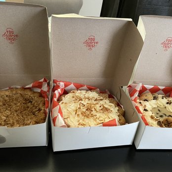 I Love Pie Bakeshop - 3 mini pies (from left to right) salted caramel Dutch apple, coconut cream, and milk & cookies. - Desserts Near Me - Carmichael, California I Love Pie Bakeshop - 3 mini pies (from left to right) salted caramel Dutch apple, coconut cream, and milk & cookies. - Desserts Near Me - Carmichael, California