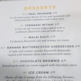 Desert menu