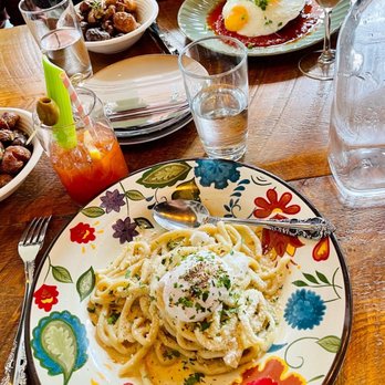 Source Restaurant - Bucatini carbonara (with no meat!) - Pizza Near Me - Cambridge, Massachusetts