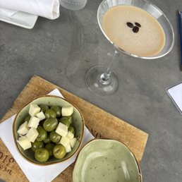Olives and The Light Espresso Martini! Perfect little appetizer.