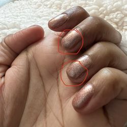 Nails&I - Air bubbles from using too much nail polish and not wiping off the brush. She said this was because of the shape of my nails..