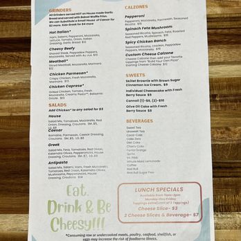 Cheesy Pint Pizzeria - Menu Back - Pizza Near Me - Columbia, South Carolina
