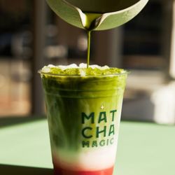 Matcha Magic Bellevue - Freshly Whisked Matcha in a Strawberry Matcha Latte with oat milk