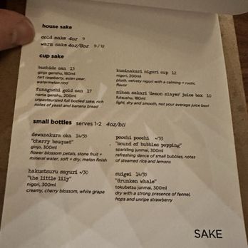 Two Ten Jack - Sake menu - Cocktail Bars Near Me - Nashville, Tennessee