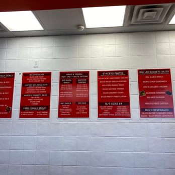 Nellie's - menus on a wall in a restaurant - Soul Food Near Me - Lewisville, Texas