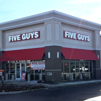 Five Guys - Exterior photograph of the Five Guys restaurant at 335 County Road in Elkhart, Indiana. - American Near Me - Elkhart, Indiana