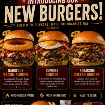 Roadside Kitchen - Introducing our new burgers! - Burgers Near Me - Palmer, Massachusetts Roadside Kitchen - Introducing our new burgers! - Burgers Near Me - Palmer, Massachusetts
