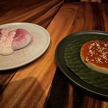 Damian - Hibiscus Meringue and Banana Leaf Flan - Mexican Near Me - Los Angeles, California Damian - Hibiscus Meringue and Banana Leaf Flan - Mexican Near Me - Los Angeles, California