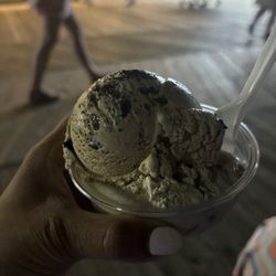 Starkey's Ice Cream - Coffee ice cream on top and brown bourbon truffle underneath