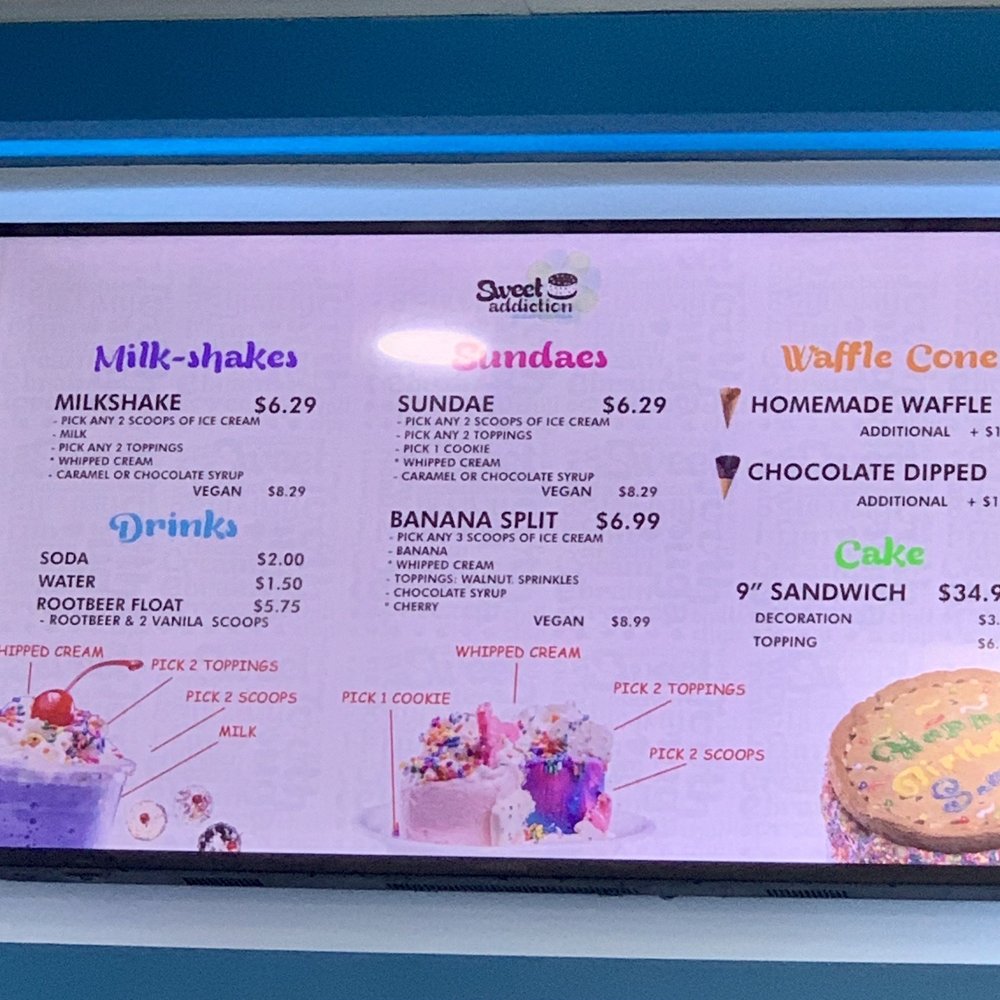 Sweet Addiction - Menu board - Ice Cream & Frozen Yogurt Near Me - Las Vegas, Nevada Sweet Addiction - Menu board - Ice Cream & Frozen Yogurt Near Me - Las Vegas, Nevada