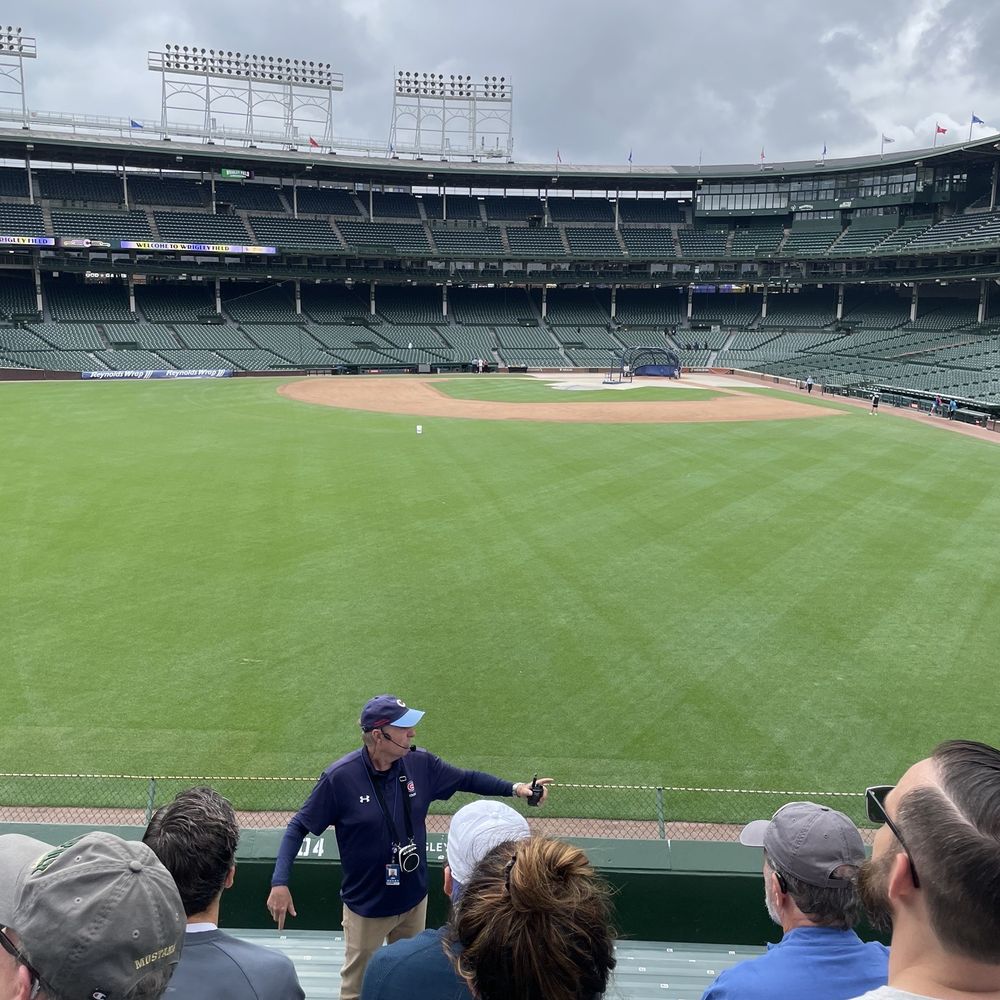 Wrigley Field Tours - A view of the field from the boxed seat area. - Tours Near Me - Chicago, Illinois Wrigley Field Tours - A view of the field from the boxed seat area. - Tours Near Me - Chicago, Illinois