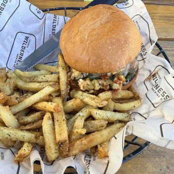 Arizona Wilderness Brewing - My Elote burger  with duck fat fries. - Breweries Near Me - Gilbert, Arizona