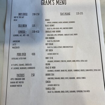 Grams - Current Menu - Coffee & Tea Near Me - Nashville, Tennessee