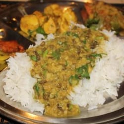 Momo Cooking - 'Dal bhat', Nepali rice, lentils and curry