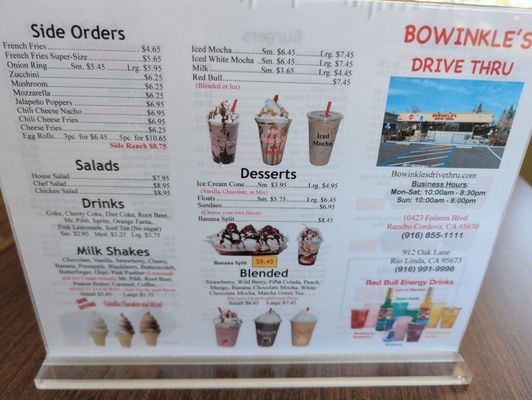 Menu photo 1 Bowinkle Drive Thru Rancho Cordova, CA Menu photo 1 Bowinkle Drive Thru Rancho Cordova, CA