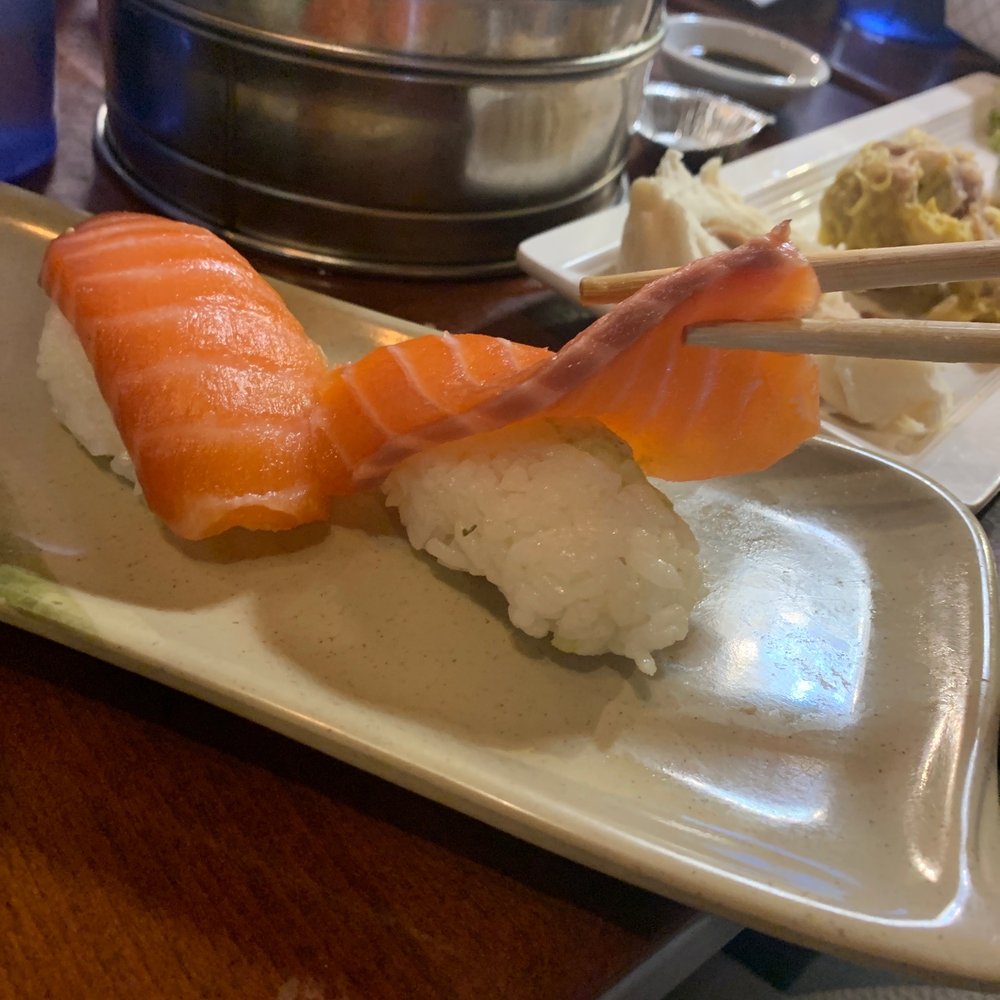 Sushi Lounge - salmon nigiri (looks very old) - Sushi Bars Near Me - Tucson, Arizona Sushi Lounge - salmon nigiri (looks very old) - Sushi Bars Near Me - Tucson, Arizona