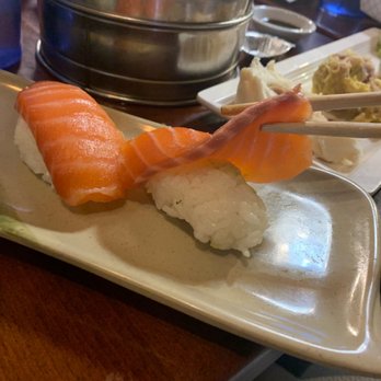 Sushi Lounge - salmon nigiri (looks very old) - Sushi Bars Near Me - Tucson, Arizona Sushi Lounge - salmon nigiri (looks very old) - Sushi Bars Near Me - Tucson, Arizona