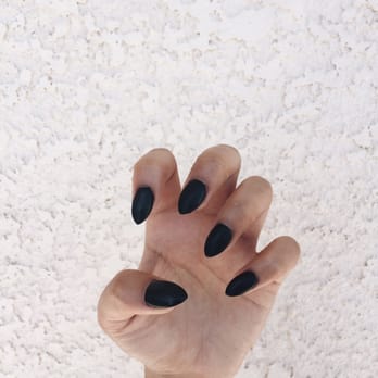Royal Nails - Matte black almond shaped - Nail Salons Near Me - Anaheim, California