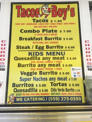 Menu photo 2 Tacos Boys Clovis, CA