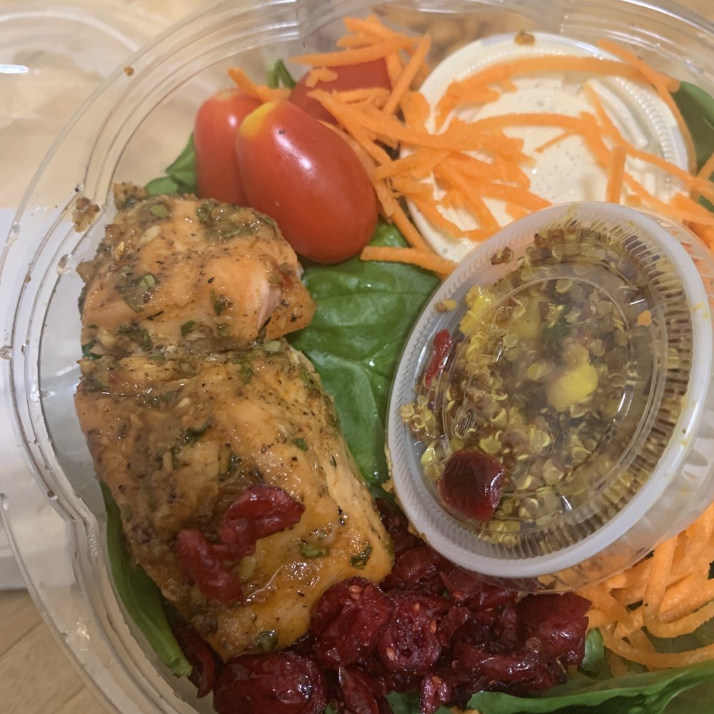 Zaca Cafe - This is the $13 salmon salad. It's mostly spinach and a half palm portion of salmon. - Coffee & Tea Near Me - Brooklyn, New York Zaca Cafe - This is the $13 salmon salad. It's mostly spinach and a half palm portion of salmon. - Coffee & Tea Near Me - Brooklyn, New York