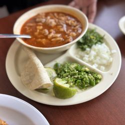 Brothers Egg House - Menudo with corn tortillas.