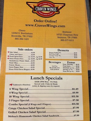 Menu photo 7 Craven Wings Knoxville, TN