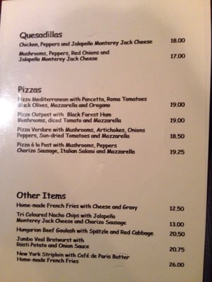 Menu photo 6 The Outpost Lake Louise, AB