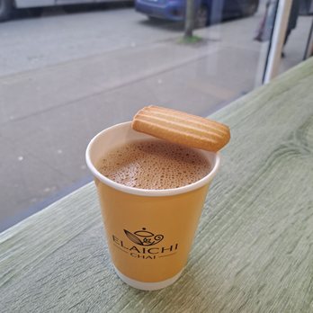Elaichi Chai - Chai (long) with biscuit - Cafes Near Me - Vancouver, British Columbia Elaichi Chai - Chai (long) with biscuit - Cafes Near Me - Vancouver, British Columbia