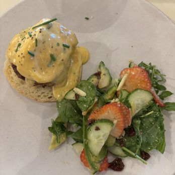 Ginger and Baker - Crab Cake Egg Benedict and Side Summer Salad - Cafes Near Me - Fort Collins, Colorado Ginger and Baker - Crab Cake Egg Benedict and Side Summer Salad - Cafes Near Me - Fort Collins, Colorado