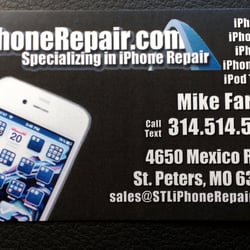 STLiPhoneRepair - Contact information- his business card