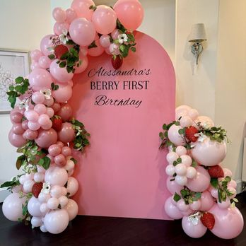 Sculpted Air - Berry First Birthday Ballon Backdrop - Balloon Services Near Me Sculpted Air - Berry First Birthday Ballon Backdrop - Balloon Services Near Me