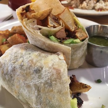 The Peach Cafe - Breakfast burrito without eggs sub avocado and breakfast potatoes - New American Near Me - Monrovia, California The Peach Cafe - Breakfast burrito without eggs sub avocado and breakfast potatoes - New American Near Me - Monrovia, California
