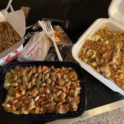 New Skillman Wok - Chicken fried rice, Kung PSO chicken, egg rolls, fortune cookies, lots of sauce packets