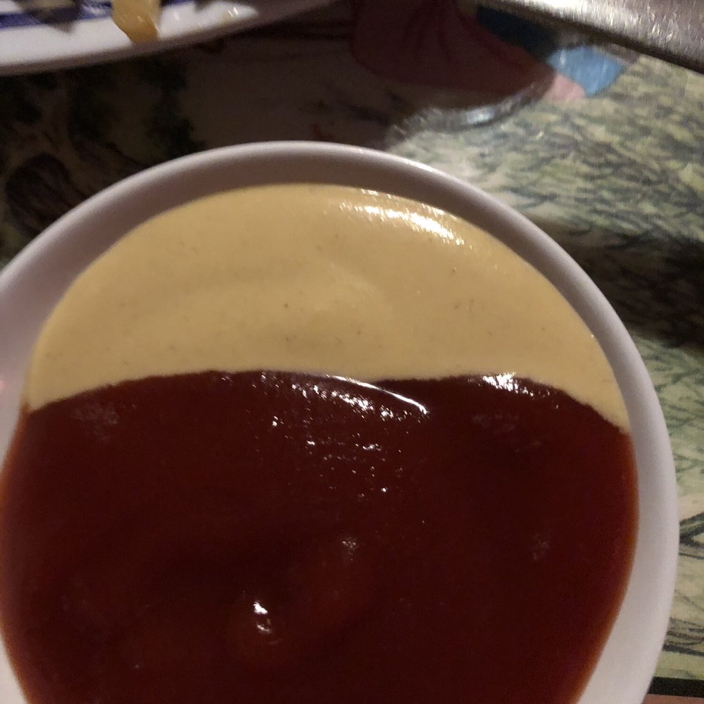 Hop Sing Palace - Old school sauces, hot mustard and ketchupy type cocktail sauce :) - Chinese Near Me - Folsom, California