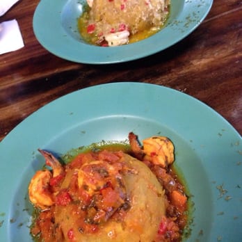 Katrina's - Shrimp mofongo In criolla sauce and garlic sauce in the back. - Cajun/Creole Near Me - Dorado, Puerto Rico Katrina's - Shrimp mofongo In criolla sauce and garlic sauce in the back. - Cajun/Creole Near Me - Dorado, Puerto Rico
