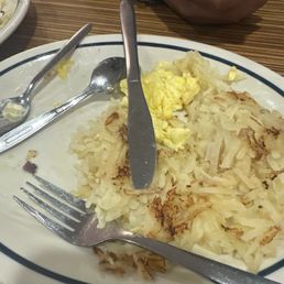 wet eggs and under cooked hash browns