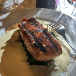 Grilled Salmon Saute Spinach with Dijon Sauce Grilled Salmon Saute Spinach with Dijon Sauce