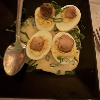 Red Shoe Island Bistro - Deviled Eggs with Scallops - Seafood Near Me - Key West, Florida Red Shoe Island Bistro - Deviled Eggs with Scallops - Seafood Near Me - Key West, Florida