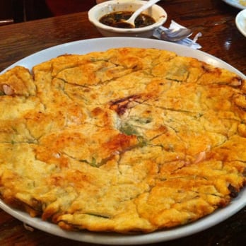 Hanbat Restaurant - Pajun - scallion pancake with seafood - Korean Near Me - New York, New York Hanbat Restaurant - Pajun - scallion pancake with seafood - Korean Near Me - New York, New York