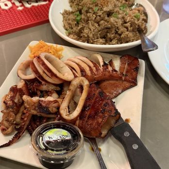 Gerry's Grill - Marinated Jumbo Squid and Adobo Rice - Filipino Near Me - Artesia, California