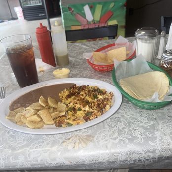 La Poblana Restaurant - Huevos con Chorizo with some chopped jalepenos mixed in - Mexican Near Me - Arlington, Texas