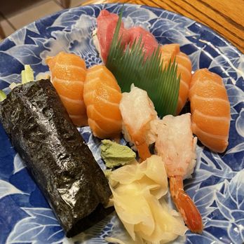 Sushi Anza - Assorted sushi and a salmon skin hand roll - Sushi Bars Near Me - Torrance, California Sushi Anza - Assorted sushi and a salmon skin hand roll - Sushi Bars Near Me - Torrance, California