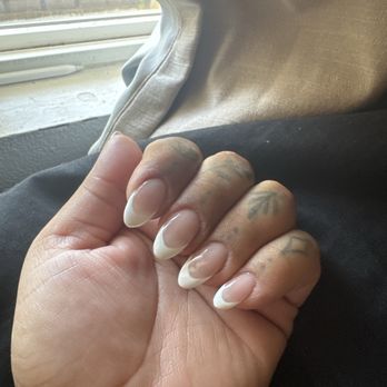 Red Phoenix Nail Spa - French I came in with my cuticles already cleaned up fyi shape I like and French but they are super flat no apex. - Nail Salons Near Me - Rialto, California