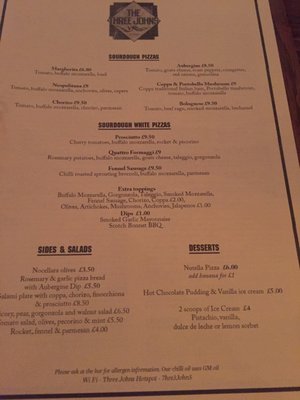 Menu photo 1 The Three Johns London, XGL