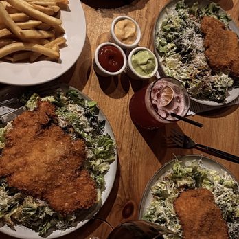 Finn’s - The Thursday girl dinner deal. So yummy!! Chicken Caesar salads and fries - Desserts Near Me - Troy, New York